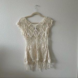 Crochet fringe beach boho top